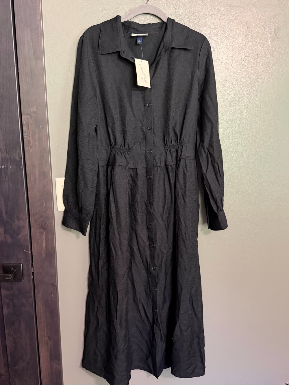NWT Universal Thread Black Button Front Midi Shirtdress Small